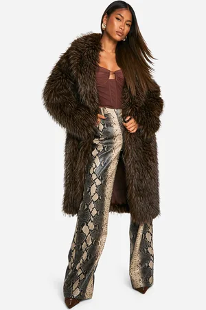 Boohoo Womens Premium Vintage Look Faux Fur Midaxi Coat - - 8