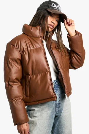Boohoo Womens Faux Leather Puffer Jacket - - 14