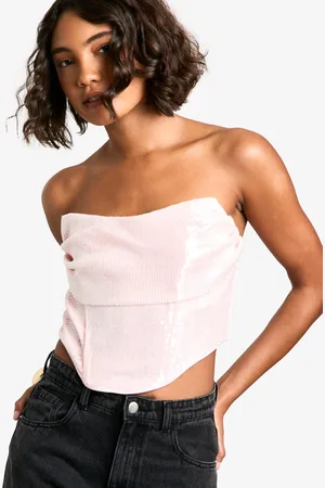 Boohoo Womens Tall Sequin Cowl Corset Top - - 10