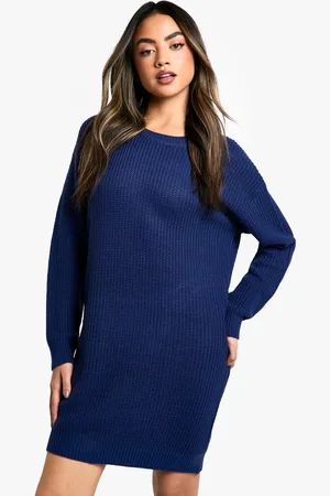 Boohoo Womens Basic Crew Neck Knit Mini Jumper Dress - - S