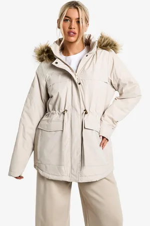 Boohoo Womens Faux Fur Trim Parka - - 8