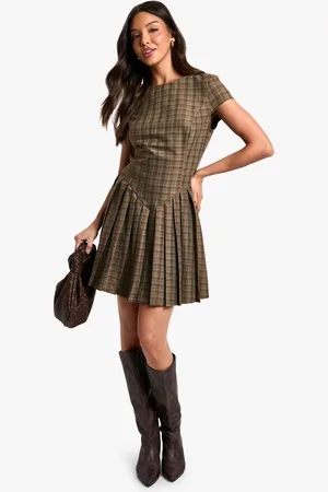 Boohoo Womens Cap Sleeved Pleated Tailored Dress - - 6