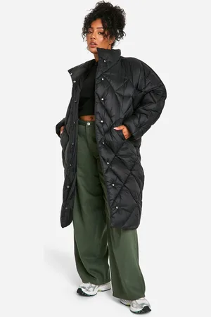 Boohoo Womens Plus Quilted Longline Puffer Coat - - 16