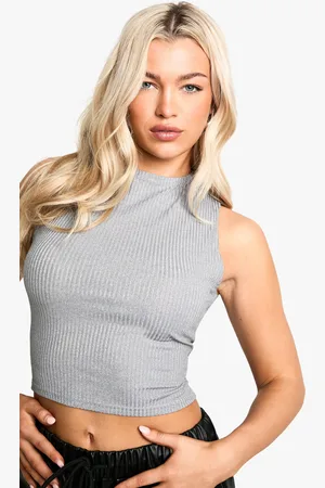 Boohoo Womens Metallic Knit Racer Vest Top - - 10