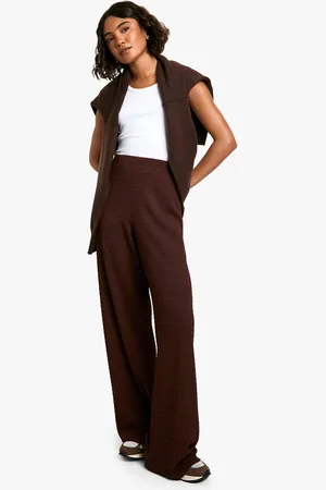 Boohoo Womens Tall Texture Crinkle Wide Leg Trouser - - 8
