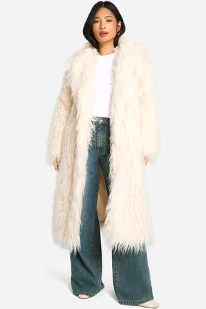 Boohoo Womens Petite Faux Mongolian Fur Maxi Coat - - 6