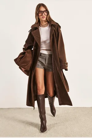 Boohoo Womens Vintage Suede Look Trench Coat - - 10