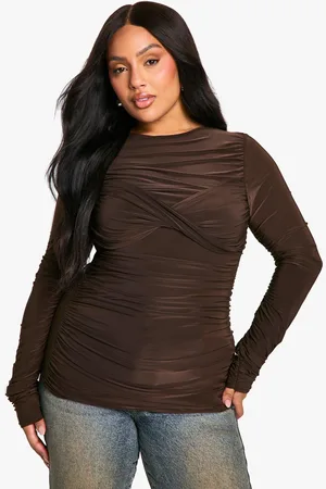 Boohoo Womens Plus Slinky Twist Detail Ruched Top - - 26