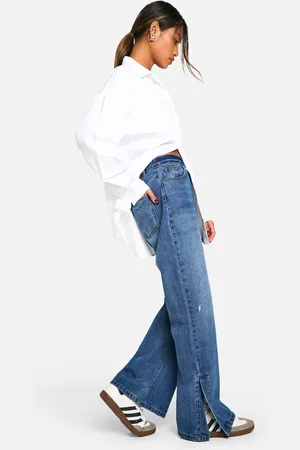Boohoo Womens Split Hem Flare Denim Jean - - 6