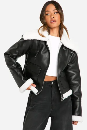 Boohoo Womens Tall Faux Fur Lined Leather Jacket - - 6