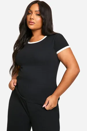 Boohoo Womens Plus Short Sleeve Ringer Lounge Tshirt - - 16