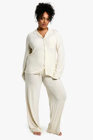 Boohoo Womens Plus Essentials Button Front Pyjama Set - - 16