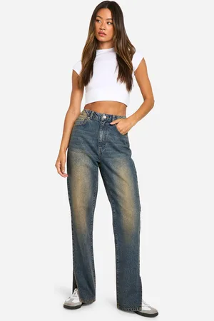 Boohoo Womens Tall Basics Split Hem Straight Leg Jeans - - 8
