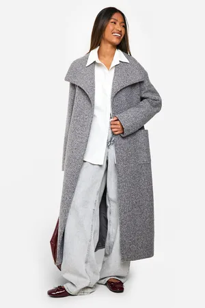 Boohoo Womens Brushed Shawl Collar Belted Coat - - 8