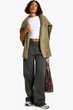 Boohoo Womens Tall Stripe Wool Look Trousers - - 8