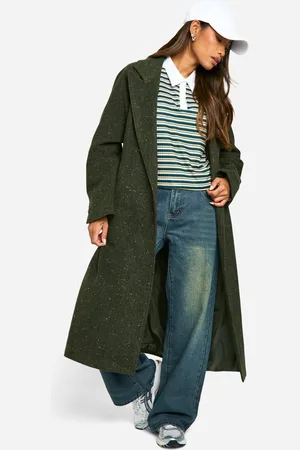 Boohoo Womens Textured Oversized Wool Look Coat - - 8