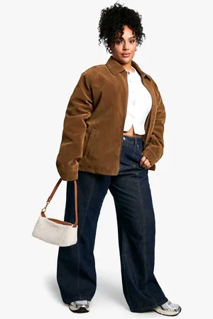 Boohoo Womens Plus Suede Collared Relaxed Jacket - - 28