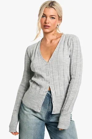 Boohoo Womens Metallic Thick Rib Knitted Cardigan - S