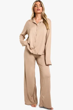 Boohoo Womens Soft Touch Long Sleeve Shirt And Trouser Pyjama Set - - 6