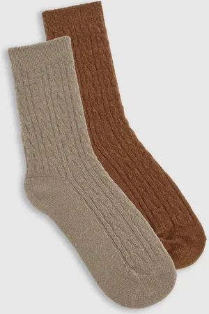 Boohoo Womens 2 Pack Tonal Soft Slouchy Socks - - One Size