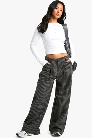 Boohoo Womens Petite Stripe Wool Look Trousers - - 8