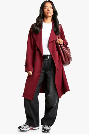 Boohoo Womens Petite Button Detail Belted Trench Coat - - 6