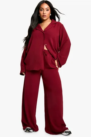 Boohoo Womens Plus Woven Oversized Shirt & Drawstring Trouser Co Ord - - 28