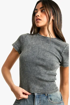 Boohoo Womens Seamless Acid Wash Baby T-Shirt - - 6