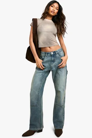 Boohoo Womens Denim Carpenter Straight Leg Jean - - 6