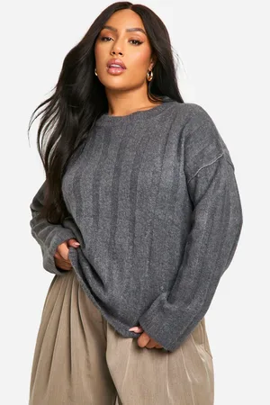 Boohoo Womens Plus Soft Wide Rib Oversized Jumper - - 16
