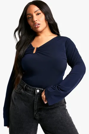 Boohoo Womens Plus Trim Detail Asymmetric Stretch Bodysuit - - 28