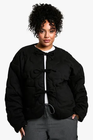 Boohoo Womens Plus Tie Detail Padded Jacket - - 16