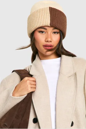 Boohoo Womens Colour Block Fluffy Knitted Beanie - - One Size