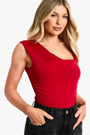 Boohoo Womens Slinky Asymmetric Cut Out Bodysuit - - 6