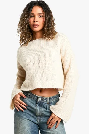 Boohoo Womens Ladder Stitch Back Detail Boxy Crop Jumper - - S