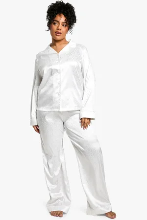 Boohoo Womens Plus Zebra Jacquard Stripe Satin Pj Shirt Set - - 18
