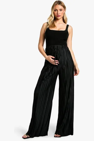 Boohoo Womens Maternity Wide Plisse Elasticated Waist Drawstring Wide Leg Trouser - - 8