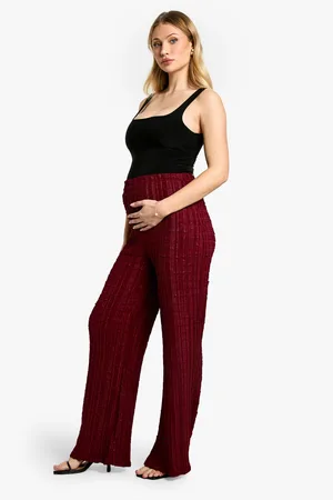 Boohoo Womens Maternity Textured Crinkle Wide Leg Trousers - 8
