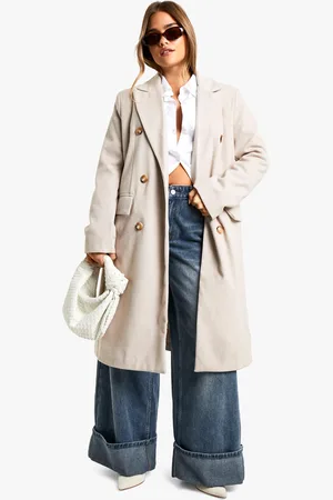 Boohoo Womens Petite Herringbone Double Breasted Coat - - 6