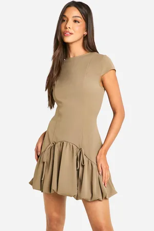 Boohoo Womens Bubble Hem Cap Sleeve Tailored Mini Dress - - 8