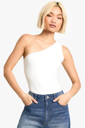 Boohoo Womens Double Layer Slinky One Shoulder Bodysuit - - 6