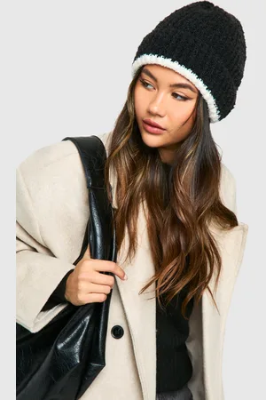 Boohoo Womens Contrast Fluffy Knitted Beanie - - One Size