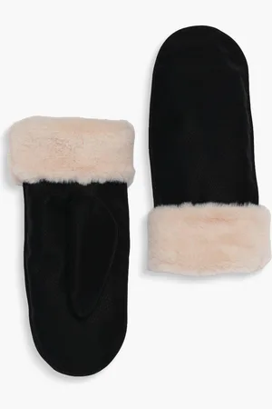 Boohoo Womens Suedette Faux Fur Lined Mittens - - One Size