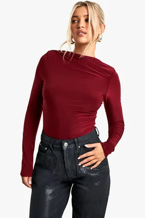 Boohoo Womens Shoulder Pad Slinky Bodysuit - - 6