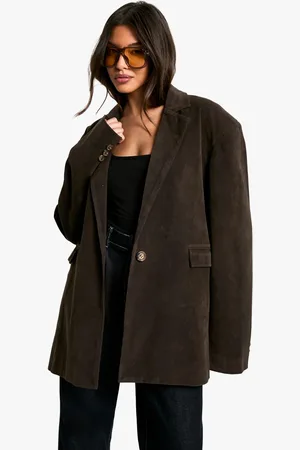 Boohoo Womens Vintage Look Suedette Oversized Blazer - - 16
