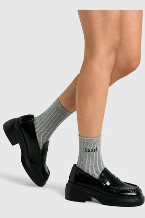 Boohoo Womens Dsgn Studio Embroidered Crew Socks - - One Size