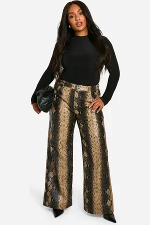 Boohoo Womens Plus Snake Faux Leather Wide Leg Trouser - - 16