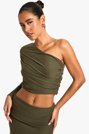Boohoo Womens Super Soft One Shoulder Fold Over Top - - 10