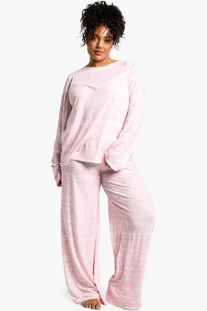 Boohoo Womens Plus Fairisle Print Trouser Pj Set - - 18