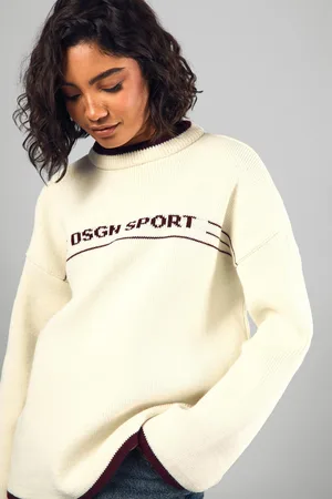 Boohoo Womens Tall Dsgn Sport Contrast Trim Oversized Knitted Jumper - - S